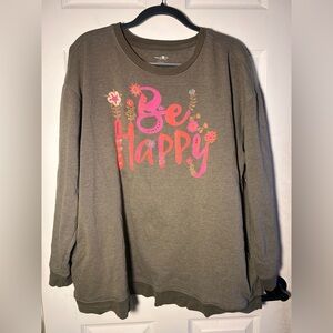 NATURAL LIFE Charcoal “Be Happy” Sweatshirt